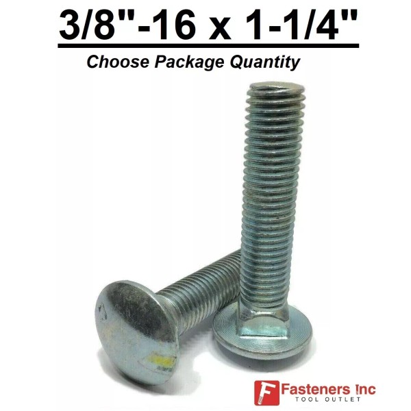 Unbranded 3/8-16 x 1-1/4" Carriage Bolts A307 Grade 2 Zinc