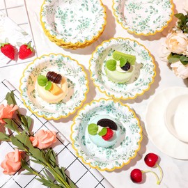 RimCereal 50 Pcs Sage Green Disposable Bowls Bulk 12 oz Eucalyptus Paper Bowl Greenery Snack Bowl Tea Party Supplies Decorations for Baby Shower Wedding Bridal Birthday Hot Cold Food