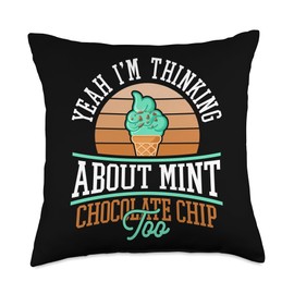 Mint Ice Cream Scoop Mint Chocolate Chip Gum Dessert Throw Pillow