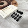 Medium Length Press on Nails,Coffin Shape Fake Nails,Black Solid Color