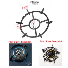 Non Slip Cast Iron Wok Support Ring, Burner Grate for Butter Warmer/Small Saucepan, Wok Support Ring Gas Stove Rack Stand, Gas Stove Grates Replacement Accessories for 4 Claw 5 Claw (Black)