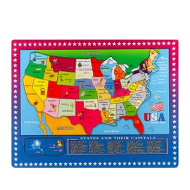 Joqutoys Wooden USA Map Puzzle, 46 Pieces US Map Puzzle for Kids, Educational Geography Puzzles United States Map Puzzle for Boys Girls Birthday Gift