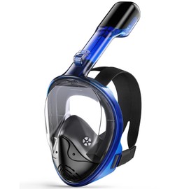 Greatever Full Face Snorkel Mask, Snorkeling Gear for Adults with Latest Dry Top Breathing System and Detachable Camera Mount, Snorkel Mask Adult, Snorkels Anti-Fog & Anti-Leak(Dark Blue, L/XL)