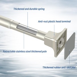 Ycinadou Nickel Shower Curtain Rod No Drilling,1 Inch Diameter Adjustable Showe Rod 30 to 80 Inch,Tension Rods for Windows,Closet Rods,Bathroom