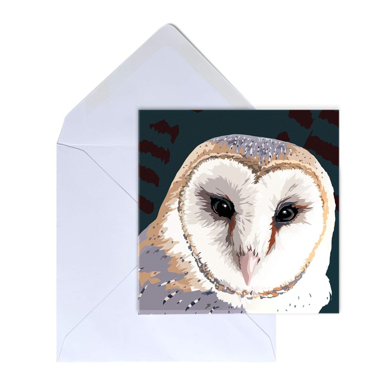 Barn Owl Blank Greeting Card by Leslie Gerry - Pack