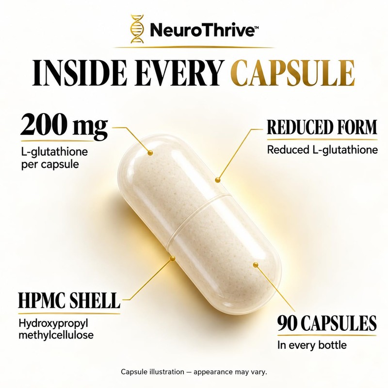 NeuroThrive Reduced L-Glutathione (GSH) 200mg, 90 Vegan Capsules