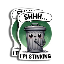 Funny Trash Can Magnets - Cartoon Trash Bin - Cute Funny Kitchen - 2 Pack - Made in USA - PLDFMAG4344