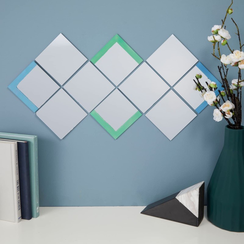 Bright Creations Square Mirror Tiles - 4 in, Silver, Pack