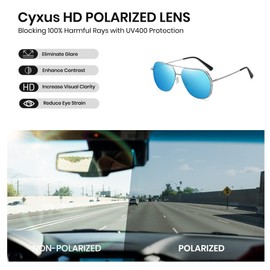 Cyxus Aviator Sunglasses for Men Polarized UV400 Protection Military Pilot Sunglasses Trendy for Driving Hiking