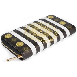 styleBREAKER 02040143 Women's Wallet with Various Summer Motifs Zip, Mandala - Black/White/Gold, Modern