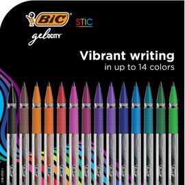 BIC BIC Gel-ocity Smooth Stic Gel Pen, Medium Point (0.7mm), Assorted Colors, 14-Count, Vibrant and Smooth Gel Ink Pens