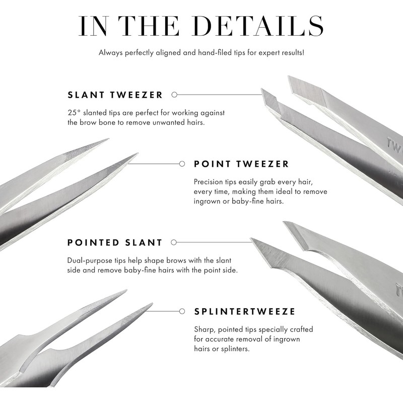 Tweezerman Slant Tweezer Model No. 249-R, Stainless Steel
