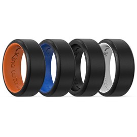 King Will 4 Pack Silicone Rings for Men, Unique Inner Heartbeat Design, 8mm Wide 2.2mm Thick, Breathable Rubber Wedding Bands, Comfort Fit Ring, Multi Colors, Size 11