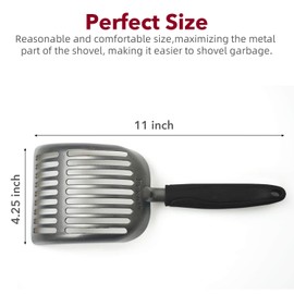 Frxat Metal Cat Litter Scoop - Non Stick Aluminum Alloy Aluminum cat Litter Scooper, Solid and Durable Oversized Metal Litter Scoops, Solid Metal, Fecal screening, Solid Handlel Black