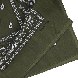 Raylarnia Bandana Multi-Purpose 100% Cotton Headbands for Women, 22 inch Paisley Cowboy Bandanas for Men (Army Green)