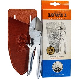 Original LÖWE 1, 100th Anniversary Edition - Professional Garden Shears Anvil Scissors 1,100 Metal with Stainless Steel Blade Together with Handmade Leather Holster