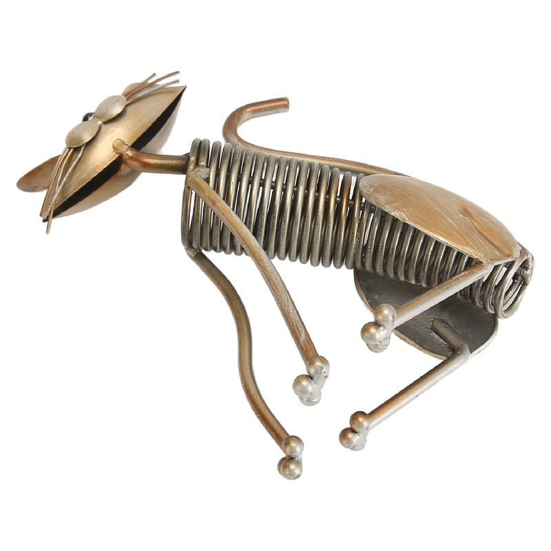 Metal Cat Figurine Innvoative Fun Hand Crafted Spring Cat Sculpture