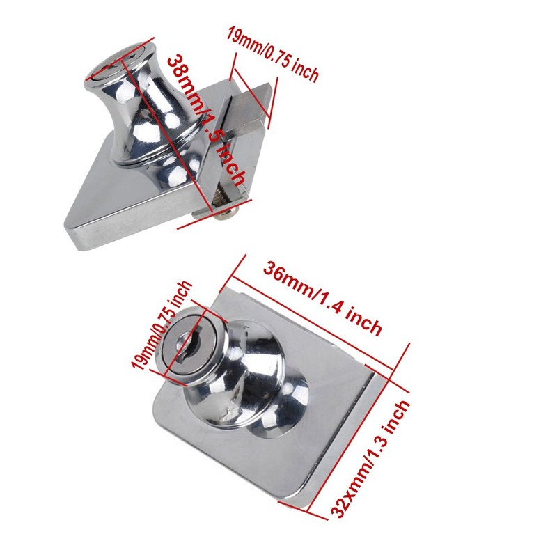Luomorgo 2Pcs Showcase Lock Stainless Steel No Drill Glass Door