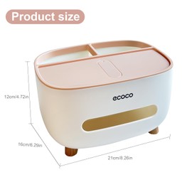Tissue Box Cover Holder, Tissue Box Holder with Storage,desktop storage box,Tissue Holder Dispenser Suitable for Night Stand,Dresser,Kitchen,Tabletop(Pink)