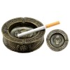 Egyptian Hieroglyphs Ankh Dual Cobra Winged Scarab Ashtray Figurine 4"Diameter
