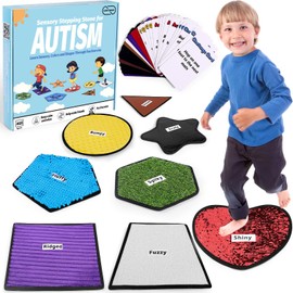 Garybank Sensory Stepping Stones for Kids - 8 Pcs, w/48 Game Card, Sensory Mats for Autistic Children, Toddler Balance Stepping Stones, Improve Gross Motor Skills, Autism Sensory Products