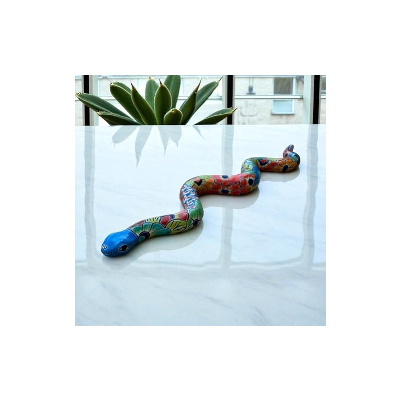 Handmade 24-Inch Talavera Snake – Colorful Mexican Pottery Garden &
