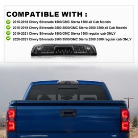 GRAND ORANGE LED 3rd Brake Light High Mount Compatible with 2014-2018 Chevy Silverado/GMC Sierra Rear Cargo Stop Light Clear Lens Black Housing