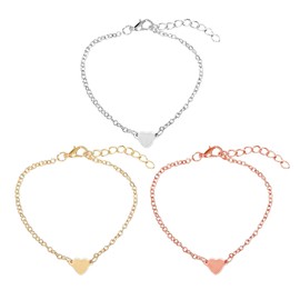 KRYMSON 3 Color Small Love Bracelet with 1 Black Box, Women's Silver Bracelet, Heart Shaped Bracelet, 925 Silver Women's Bracelet, Metal Bracelet. (Gold, Silver, Rose Gold)