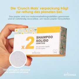Enooso - Solid Brightening Shampoo for Sensitive Hair with Chamomile, Calendula and Hops - Organic 100% Vegan and Plastic-Free - 130 g - Made in Italy