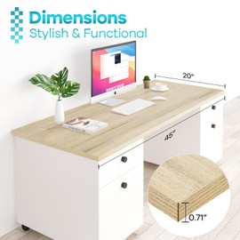 Kaboon Universal Tabletop 45"x20", Solid One-Piece Melamine Table Top, L-Desk Floating Desk DIY, Home and Office, Oak/Grey Tone
