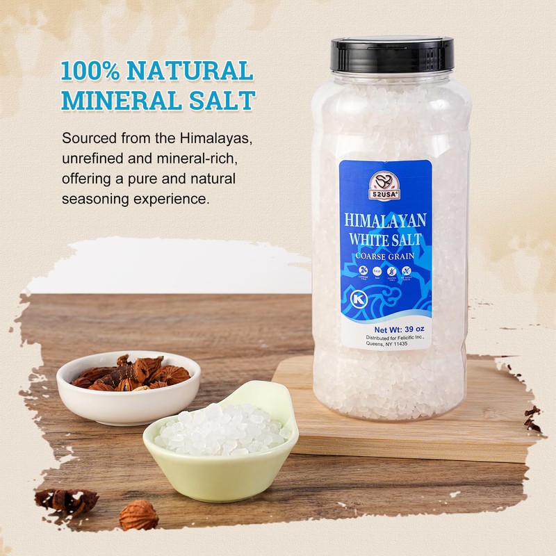 52USA Himalayan White Salt Coarse, Sea Salt for Grinder Refill,