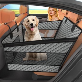 Instraella Dog Car Seat for Large Dogs, Back Seat Extender for Dogs, Foldable Pet Car Seat with Waterproof Oxford Fabric and Non-Slip Bottom, All-Around Protection and Strong Support, Grey