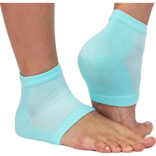 NatraCure Vented Moisturizing Gel Heel Sleeves - (2 Pairs of Skin softening footcare treatment socks for Cracked heels, Dry feet, Foot calluses, Rough heel socks - (608-M RET2PK) - Size: Regular