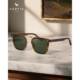 CARFIA Square Acetate Polarized Sunglasses for Men UV Protection Retro Style CA5107