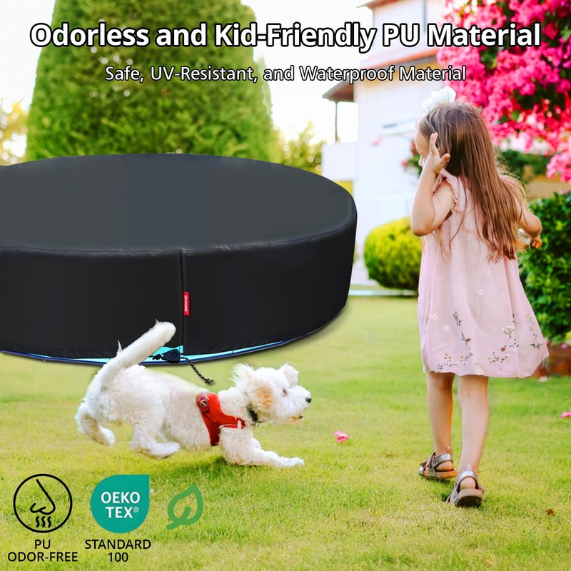 QH.HOME[2025 Upgraded Windproof] 63-64 inch Kiddie Pool Cover Round, Collapsible