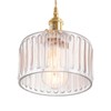Shenmoyl Pendant Light with Clear Striped Glass Lmapshade, Brass Vintage