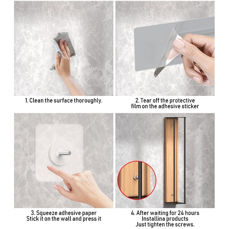 Wall-Mounted Towel Rack for Bathroom Storage – Iron & Wood
