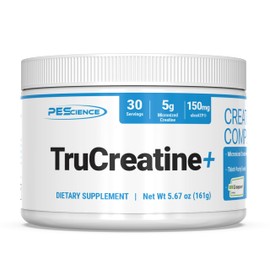 PEScience TruCreatine+ Creatine Monohydrate Powder, Micronized Creapure Creatine for Women & Men, Supports Muscle Growth, Strength & Recovery, Cognition, 30 Servings, Unflavored