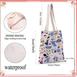 PXTIDY Marry Movie Characters Tote Bag Mary Fans Gift Poppin Umbrella Canvas Tote Bag Mary Musical Lover Gift, beige