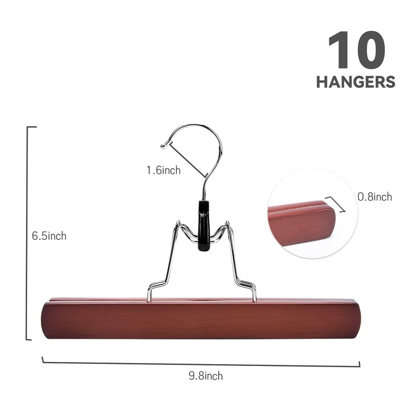 Nature Smile Wooden Pants Skirt Hangers, Smooth Finish Solid Wood