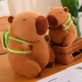 Cute Capybara Plushies, Water Pig Plush Toy, Capybara Plushie Dolls, Capybara Plush Toy, Capybara Plush Toy, Capybara with Turtle Backpack, Plush Capybara Figure, Stuffed Toy Cushion (45 cm)