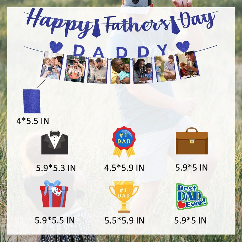 DWEARTY Fathers Day Banner Can Be Accompanied by Photos and