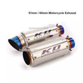 Unbranded 60~51mm Motorcycle Street Bike Exhaust Muffler Pipe Blue Silencer Tail Tube