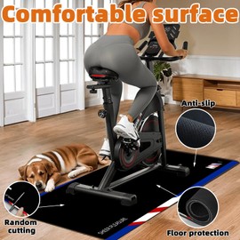 Bike Mat Treadmill Mat, Under Exercise Mat for Peloton Bikes, Stationary Bike, Small Treadmills, Exercise Bike, Elliptical, Trainer Mat Hardwood Floor Protect Carpet, Gym Equipment Mat Fitness Mat