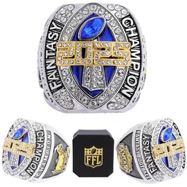 noblehead Fantasy Football Ring 2025| Heavy FFL Champion Ring | Gold Silver Tone Plated Award Trophy for Fantasy Football League Winner (sixteen, size 10)