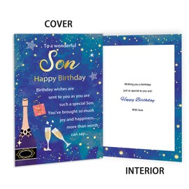 Hongshan Funny Birthday Card for Son Adult,Son Birthday Cards from Dad and Mom,Bday Gifts Idea for Men,Unique Bday Decorations for Him