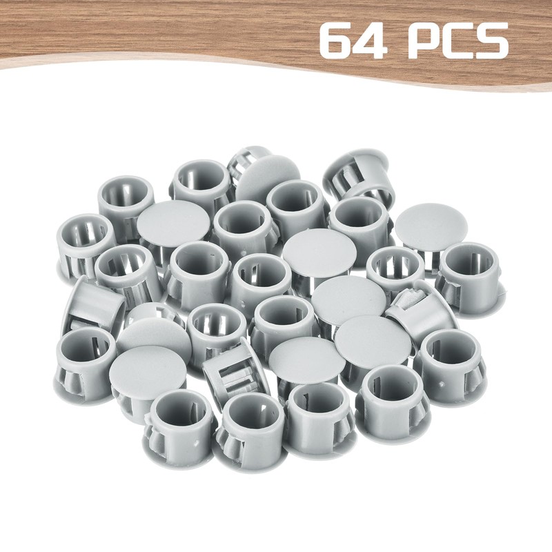 sourcing map 64PCS 12mm(1/2") Light Gray Plastic Hole Plugs, Flush