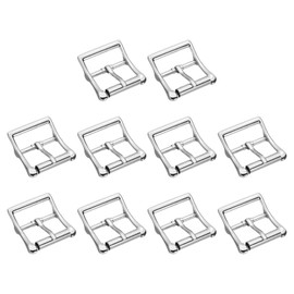 sourcing map Single Prong Belt Buckle, 1.5"x1" Rectangle Shape Metal Roller Buckle Center Bar Buckles for Leather Bag DIY Craft Strap Shoe Making Accessories(Silver Tone, Pack of 10)