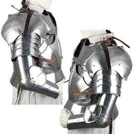 Medieval Knight Arms Armor Set | Battle Ready Arm Armor | 18-Gauge Steel | Adjustable Leather Straps | Handcrafted by Indian Artisans | for Reenactments & Cosplay | Large Size