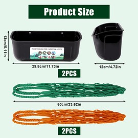 lasuroa 2pcs Hanging Chicken Feeder and 2pcs Chicken Vegetable String Bags, 4.5 Quart Chicken Water Dispenser Fruit Holder Feeding Containers with Clips for Livestock Poultry Duck Goose Pig Dog Goat